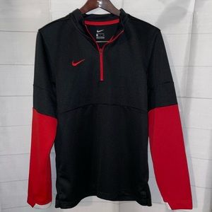 Nike Running Mens Dri Fit 1/4 Zip Sweatshirt - Red & Black - Small - Stretch.